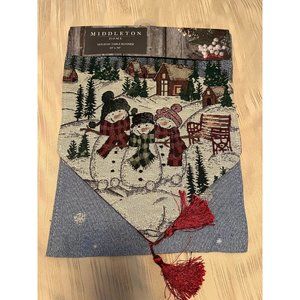 table runner holiday 13”x70” Christmas Red Tassel Middleton NEW